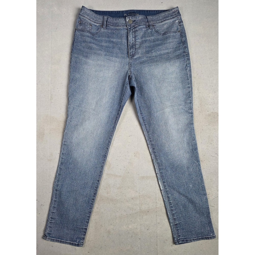 Women's Chico Platinum 2.5 Blue Jeans Glitter Sparkle Frosted